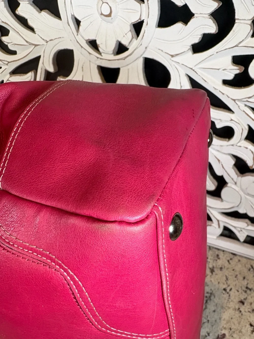 Coach F13811 Hamilton Legacy Leather Satchel Tote Raspberry